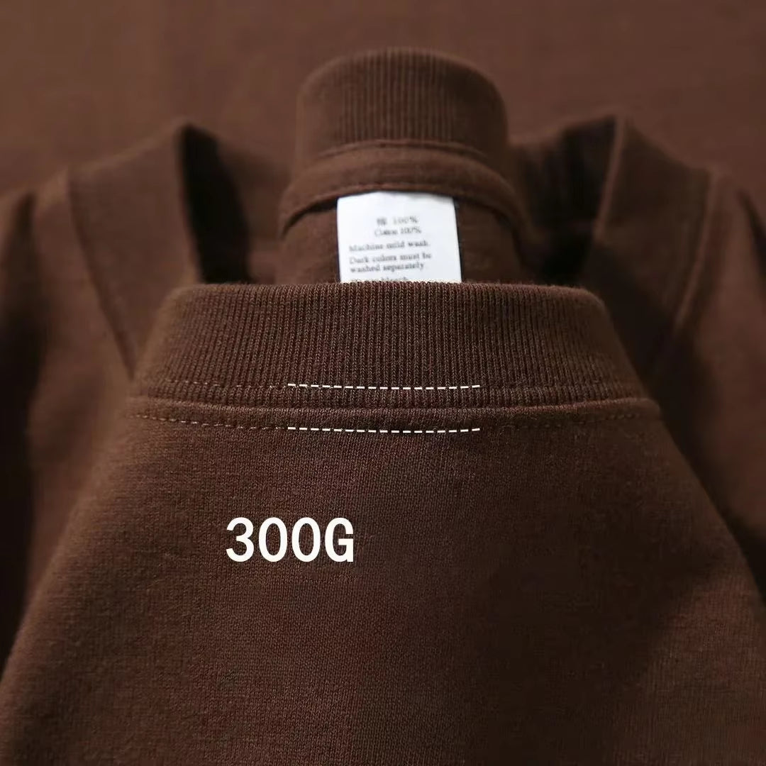 Summer Cotton Heavy Duty 300Grams American Pure Cotton Short Sleeves T-Shirt Men Casual Base Top Oversized T Shirt