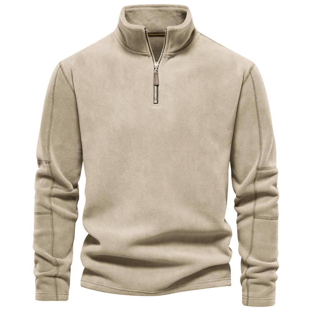 Brand Quality Thicken Warm Fleece Jacket for Men Zipper Neck Pullover Men'S Sweatshirt Soft Shell Mens Jacket