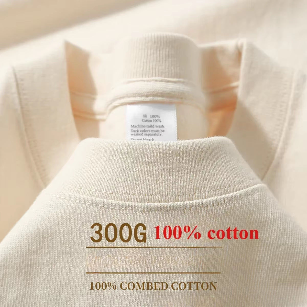 Summer Cotton Heavy Duty 300Grams American Pure Cotton Short Sleeves T-Shirt Men Casual Base Top Oversized T Shirt