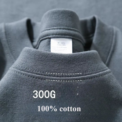 Summer Cotton Heavy Duty 300Grams American Pure Cotton Short Sleeves T-Shirt Men Casual Base Top Oversized T Shirt
