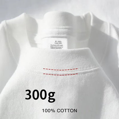 Summer Cotton Heavy Duty 300Grams American Pure Cotton Short Sleeves T-Shirt Men Casual Base Top Oversized T Shirt