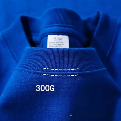 Summer Cotton Heavy Duty 300Grams American Pure Cotton Short Sleeves T-Shirt Men Casual Base Top Oversized T Shirt