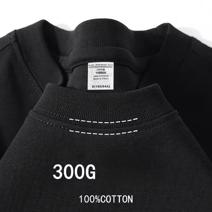 Summer Cotton Heavy Duty 300Grams American Pure Cotton Short Sleeves T-Shirt Men Casual Base Top Oversized T Shirt
