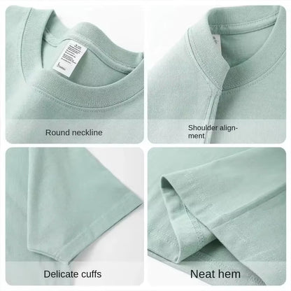 Summer Cotton Heavy Duty 300Grams American Pure Cotton Short Sleeves T-Shirt Men Casual Base Top Oversized T Shirt