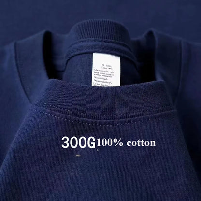 Summer Cotton Heavy Duty 300Grams American Pure Cotton Short Sleeves T-Shirt Men Casual Base Top Oversized T Shirt
