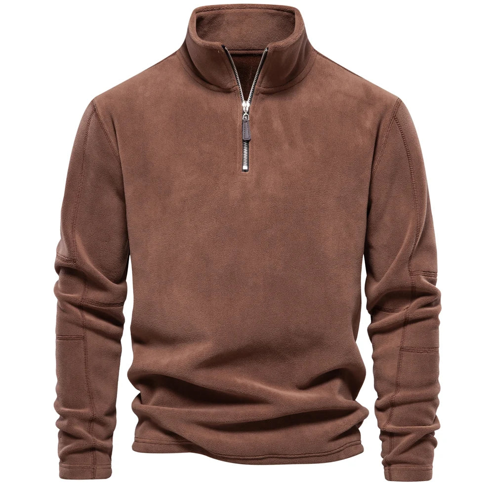 Brand Quality Thicken Warm Fleece Jacket for Men Zipper Neck Pullover Men'S Sweatshirt Soft Shell Mens Jacket
