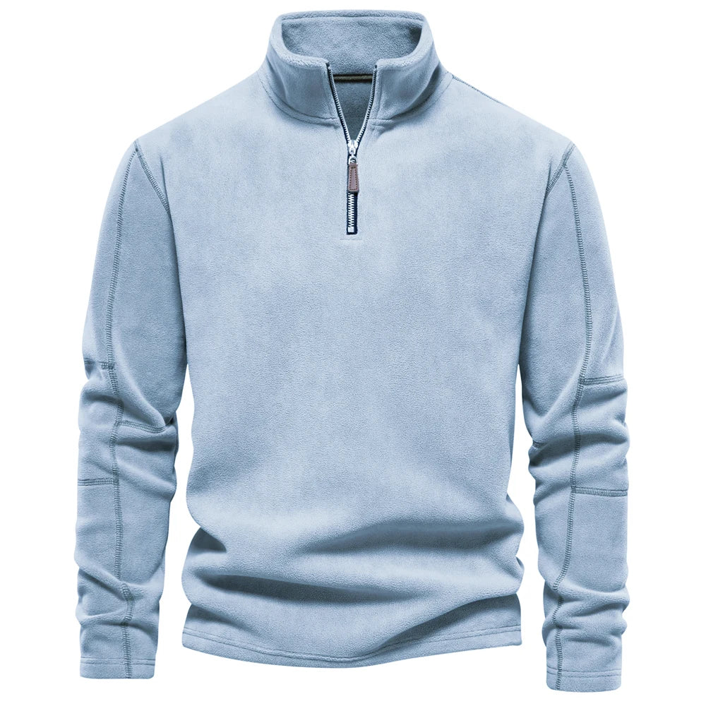 Brand Quality Thicken Warm Fleece Jacket for Men Zipper Neck Pullover Men'S Sweatshirt Soft Shell Mens Jacket