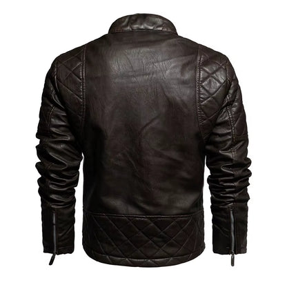 Men Fashion Leather Jacket Men Autumn Motorcycle Slim Fleece Jacket Coat Men Spring Outdoor Casual Motor Biker PU Leather Jacket